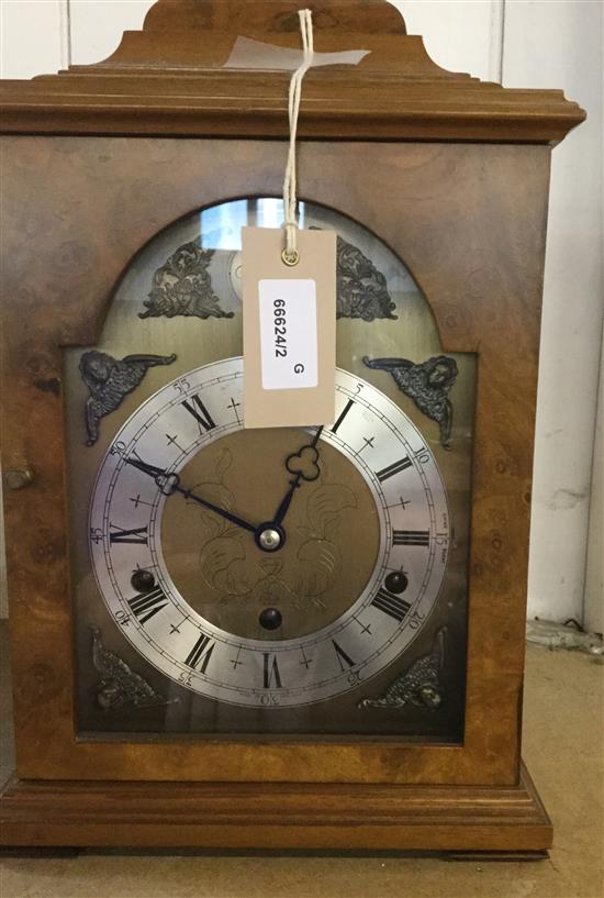 Reproduction walnut 8-day bracket clock, F W Elliott Ltd, no. 24879